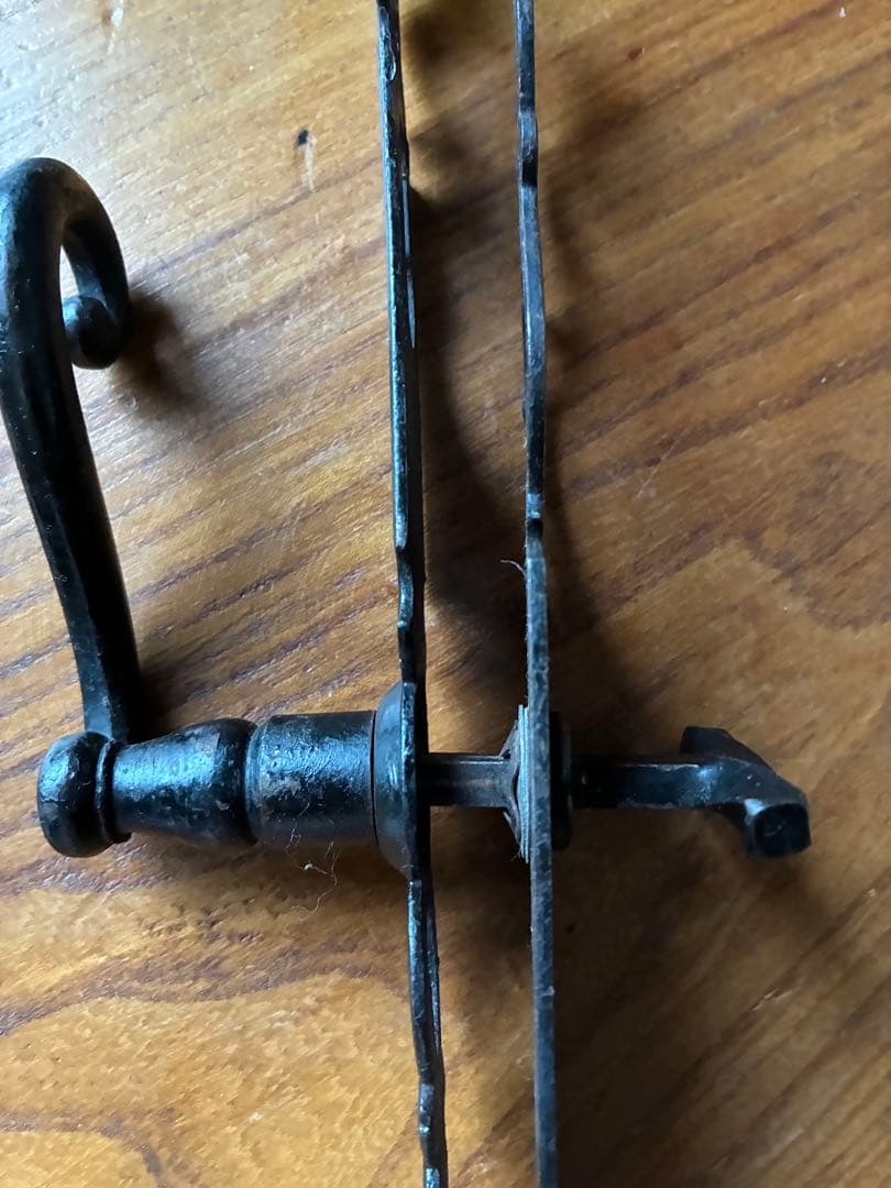 フランス　アンティーク アイアン　ドアノブ　セット　取っ手 ブラック　鋳鉄レア