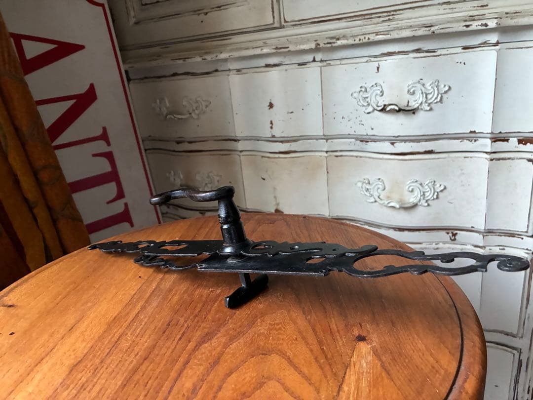 フランス　アンティーク アイアン　ドアノブ　セット　取っ手 ブラック　鋳鉄レア