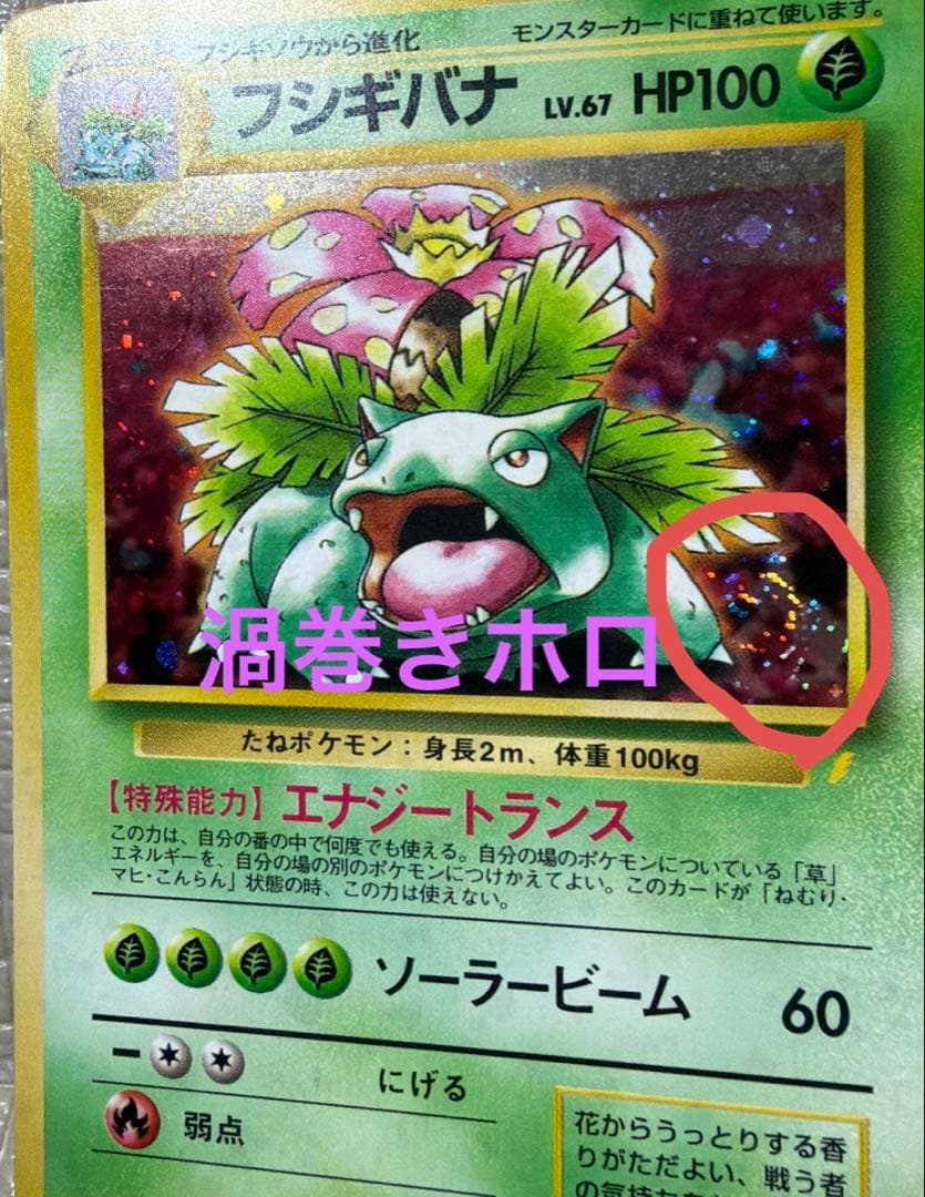 旧裏ポケモンカード【フシギバナ】_とりかえっこプリーズ　★渦巻きホロ