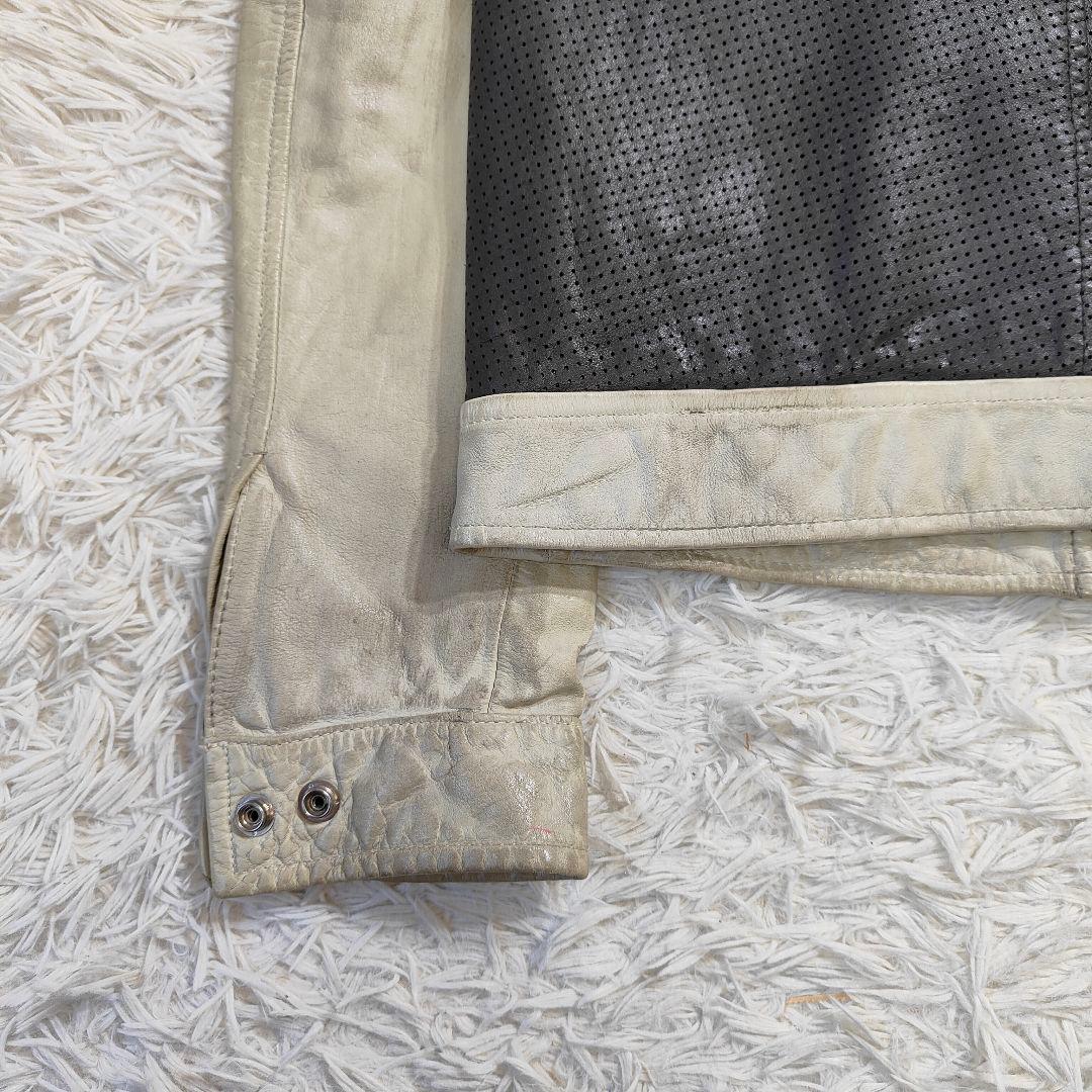 良品　Schott メッシュシングルライダースジャケット バイカラー M