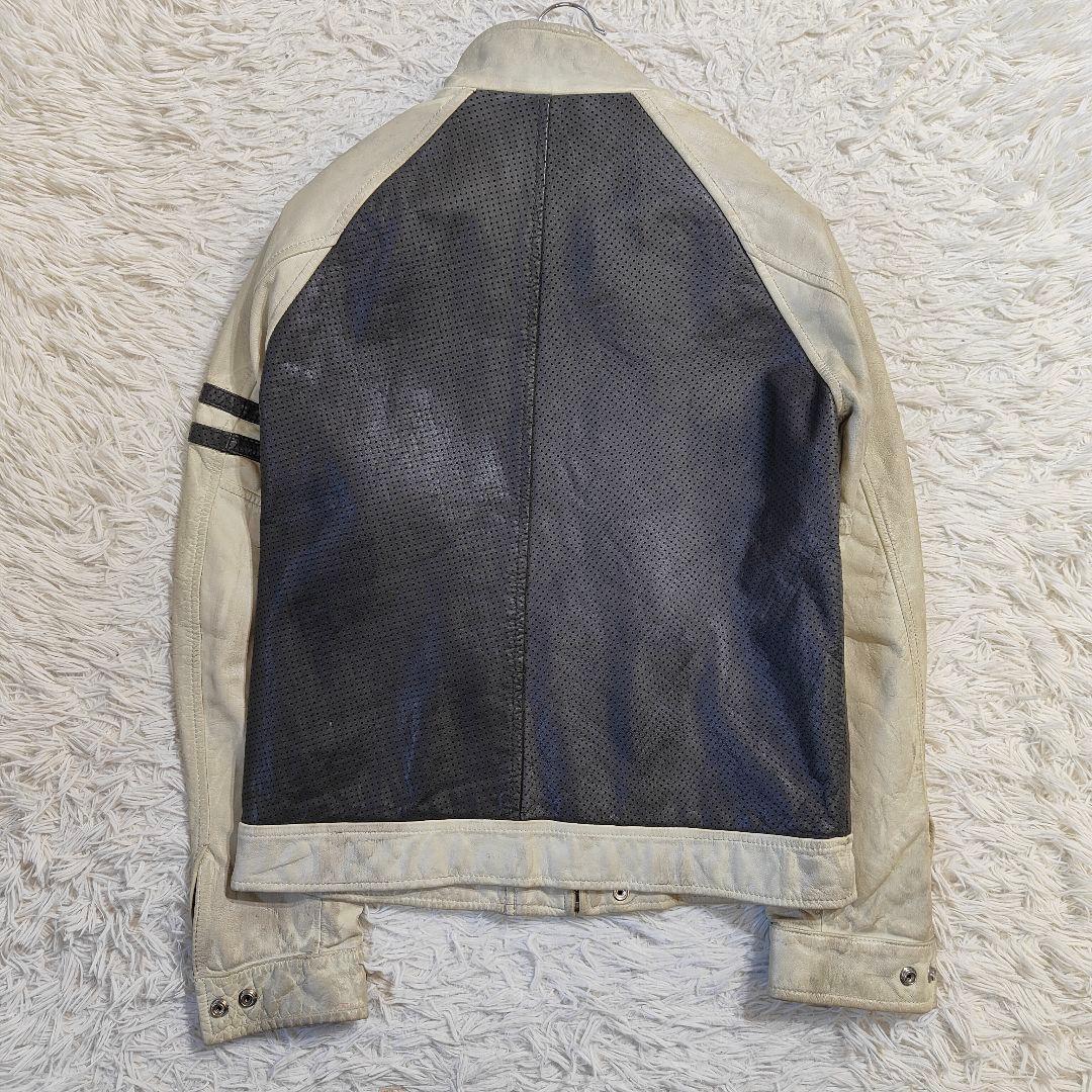 良品　Schott メッシュシングルライダースジャケット バイカラー M