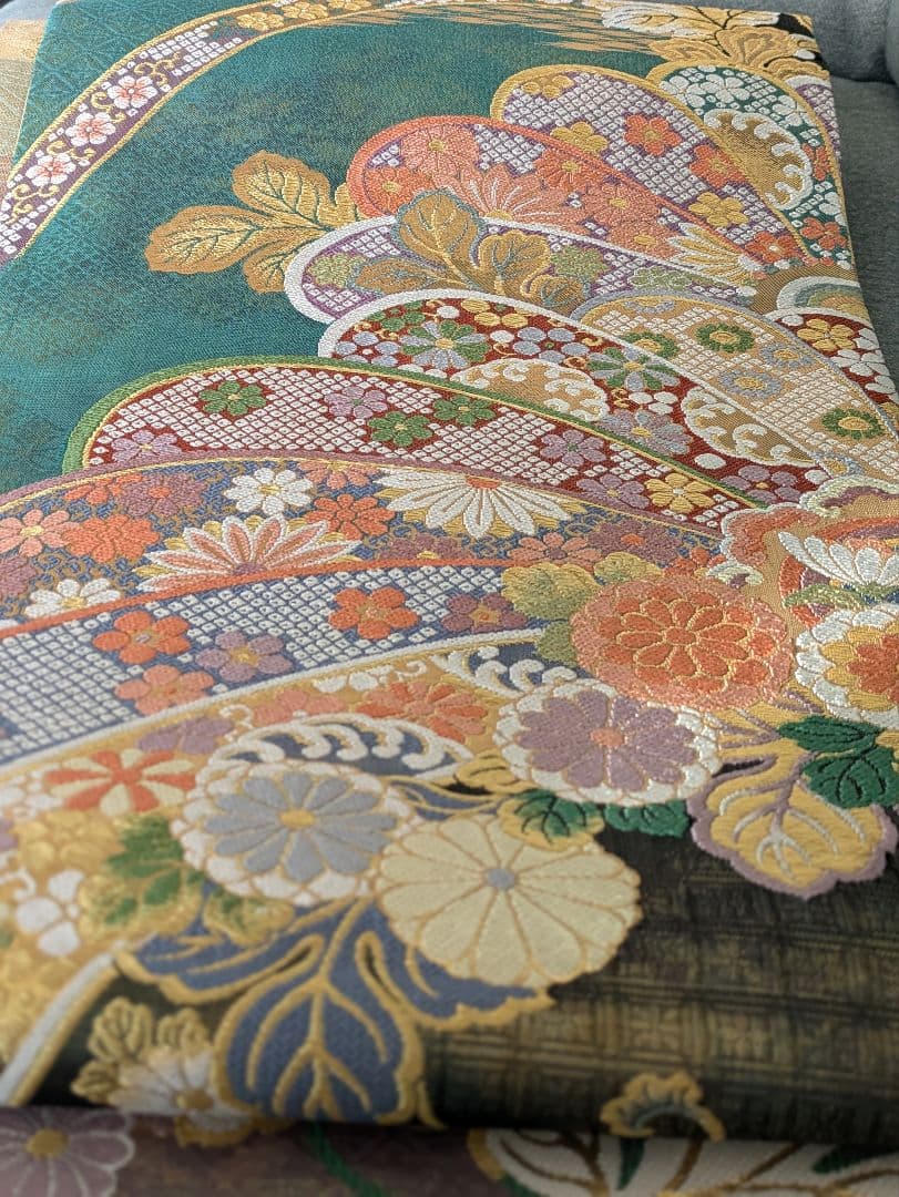 お値引き価格　袋帯 正絹　長さ460cm弱全通　振袖訪問着など