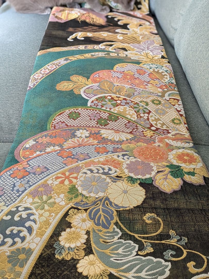 お値引き価格　袋帯 正絹　長さ460cm弱全通　振袖訪問着など