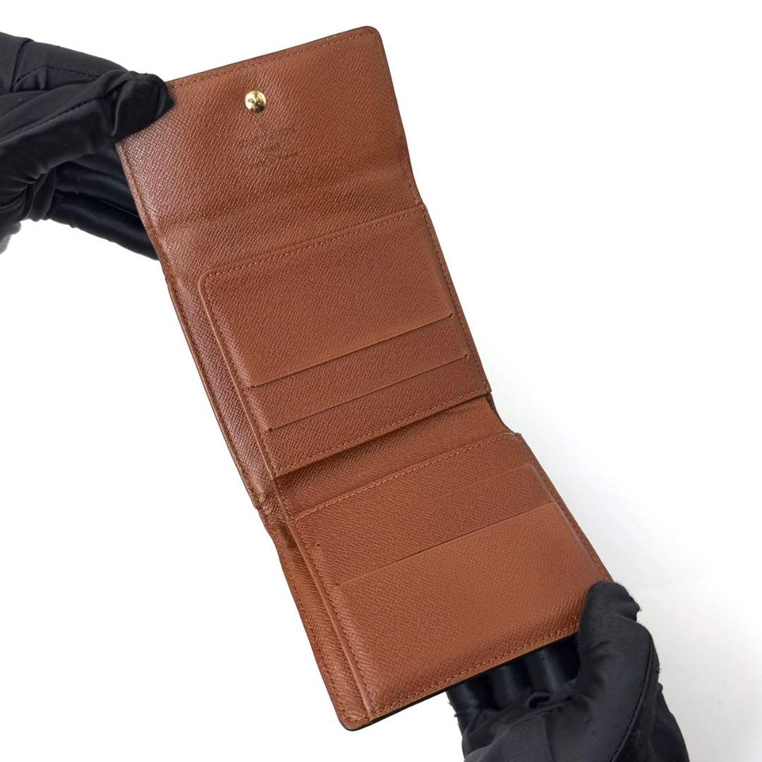 良品 ルイヴィトン モノグラム ポルトモネ ビエ カルトクレディ 財布 茶 W