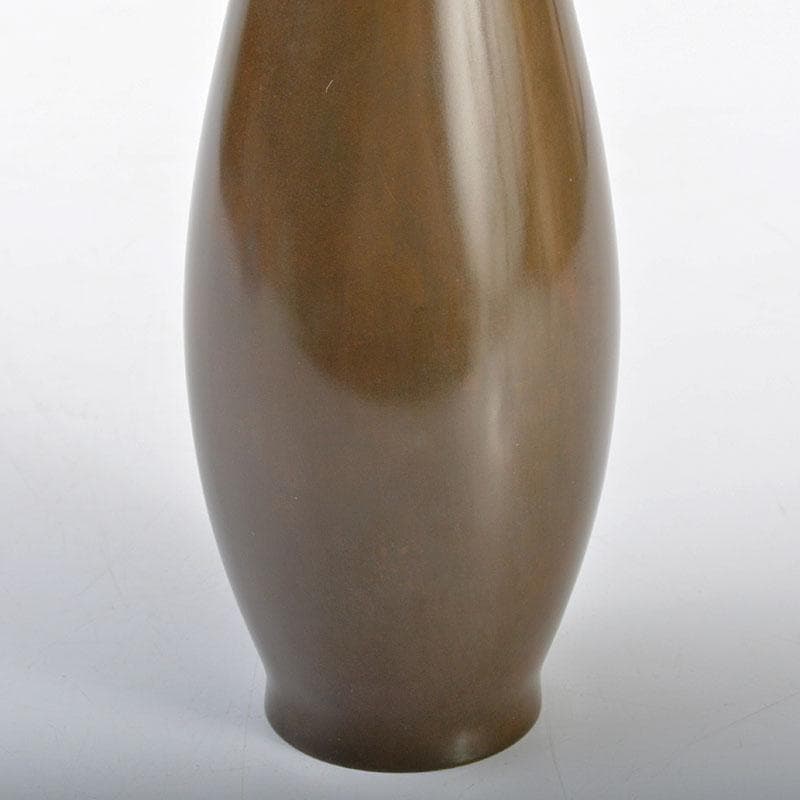 平安　邃古居　秦蔵六造　青銅一枝瓶　鶴首瓶　共箱　D　R4322