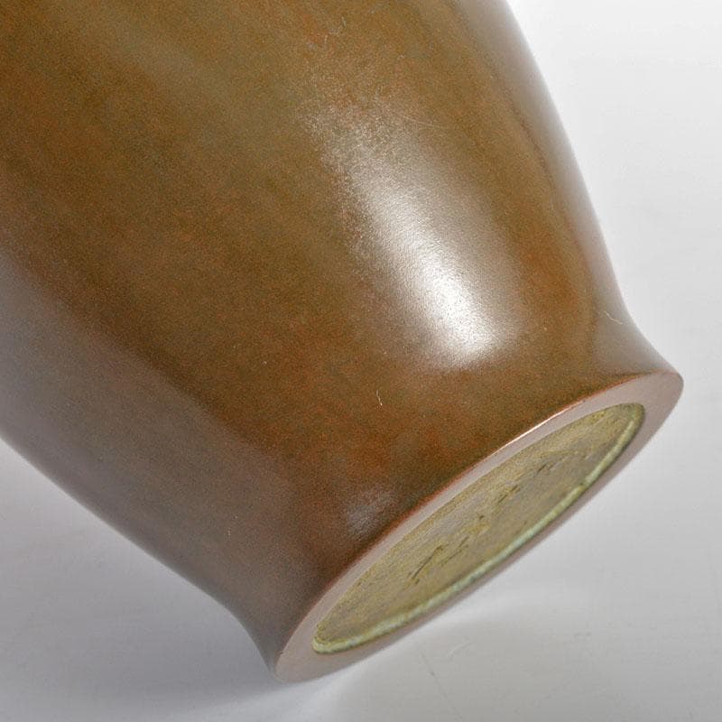 平安　邃古居　秦蔵六造　青銅一枝瓶　鶴首瓶　共箱　D　R4322