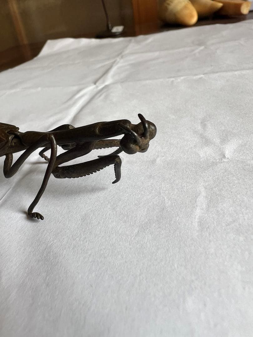 古銅自在カマキリ　螳螂 置物 長約9.2CM