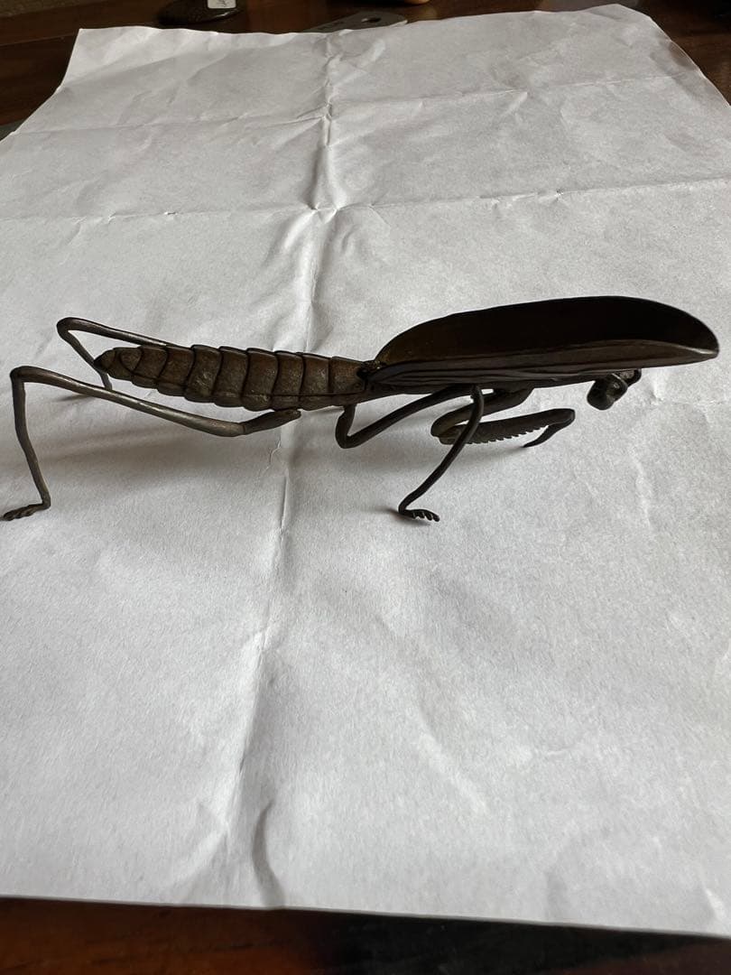 古銅自在カマキリ　螳螂 置物 長約9.2CM