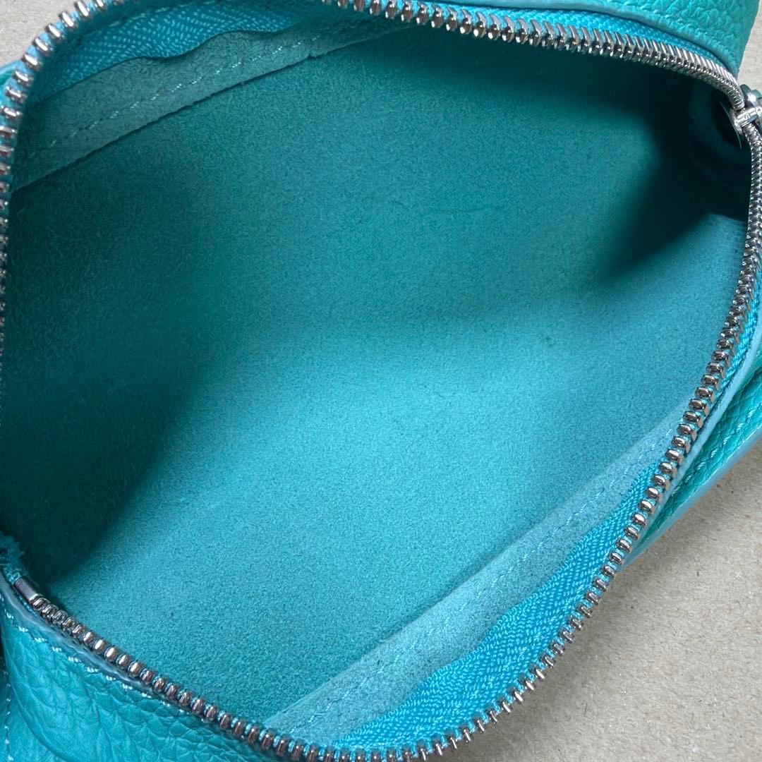 美品 ル・ボナー デブペンケース シュランケンカーフ ミント ペンケース 本革