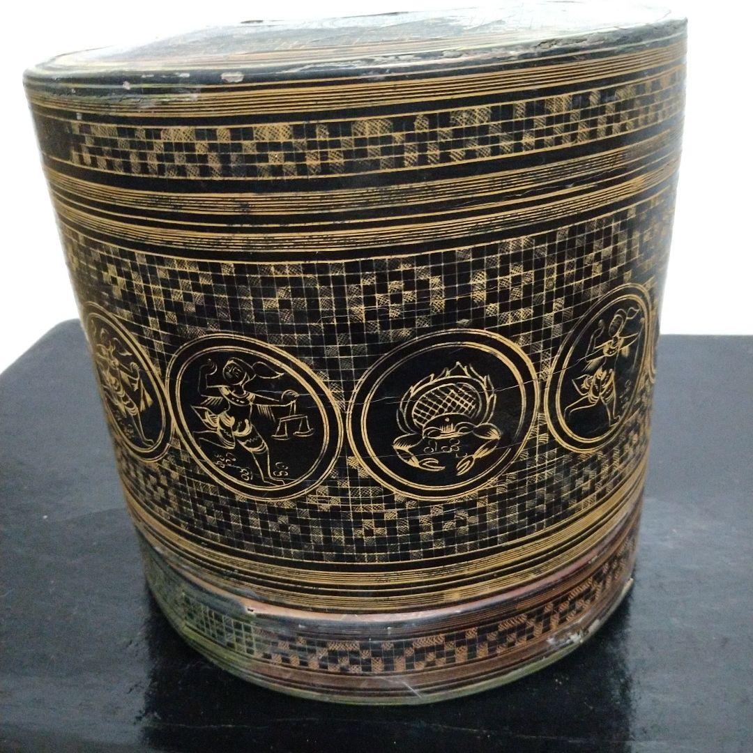 ビルマ(ミャンマー)キンマ 籃胎漆器 アンティーク