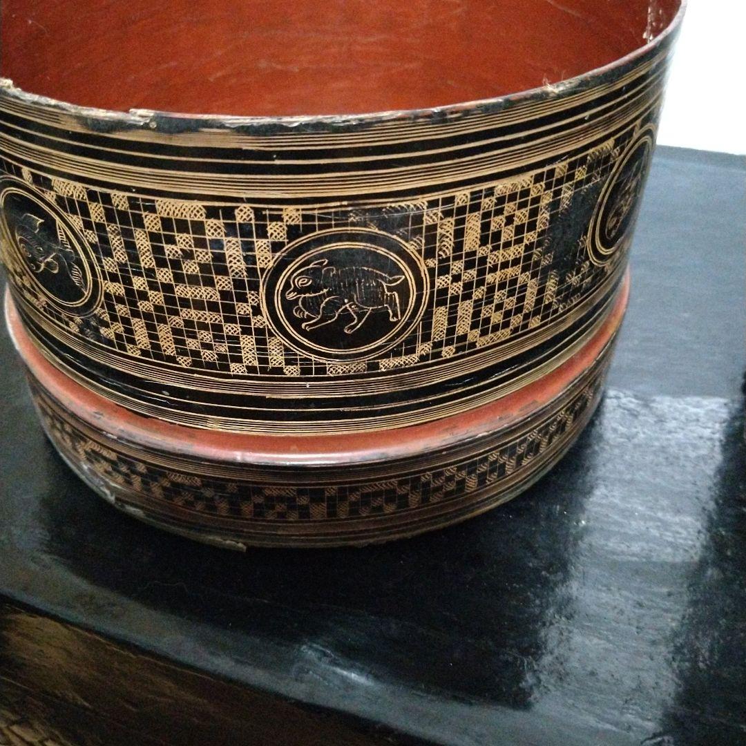 ビルマ(ミャンマー)キンマ 籃胎漆器 アンティーク