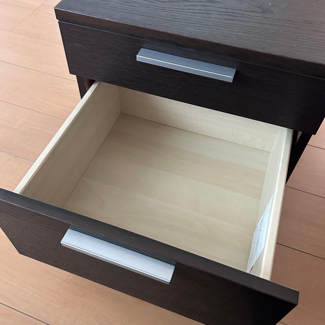ACTUSダークブラウン サイドテーブル 2引き出し