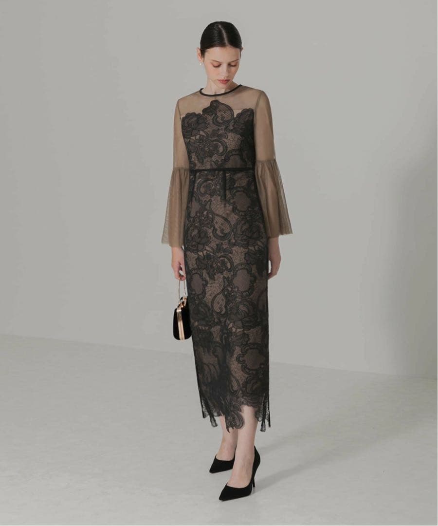 Leja レースパーティードレス ブラック/ベージュ