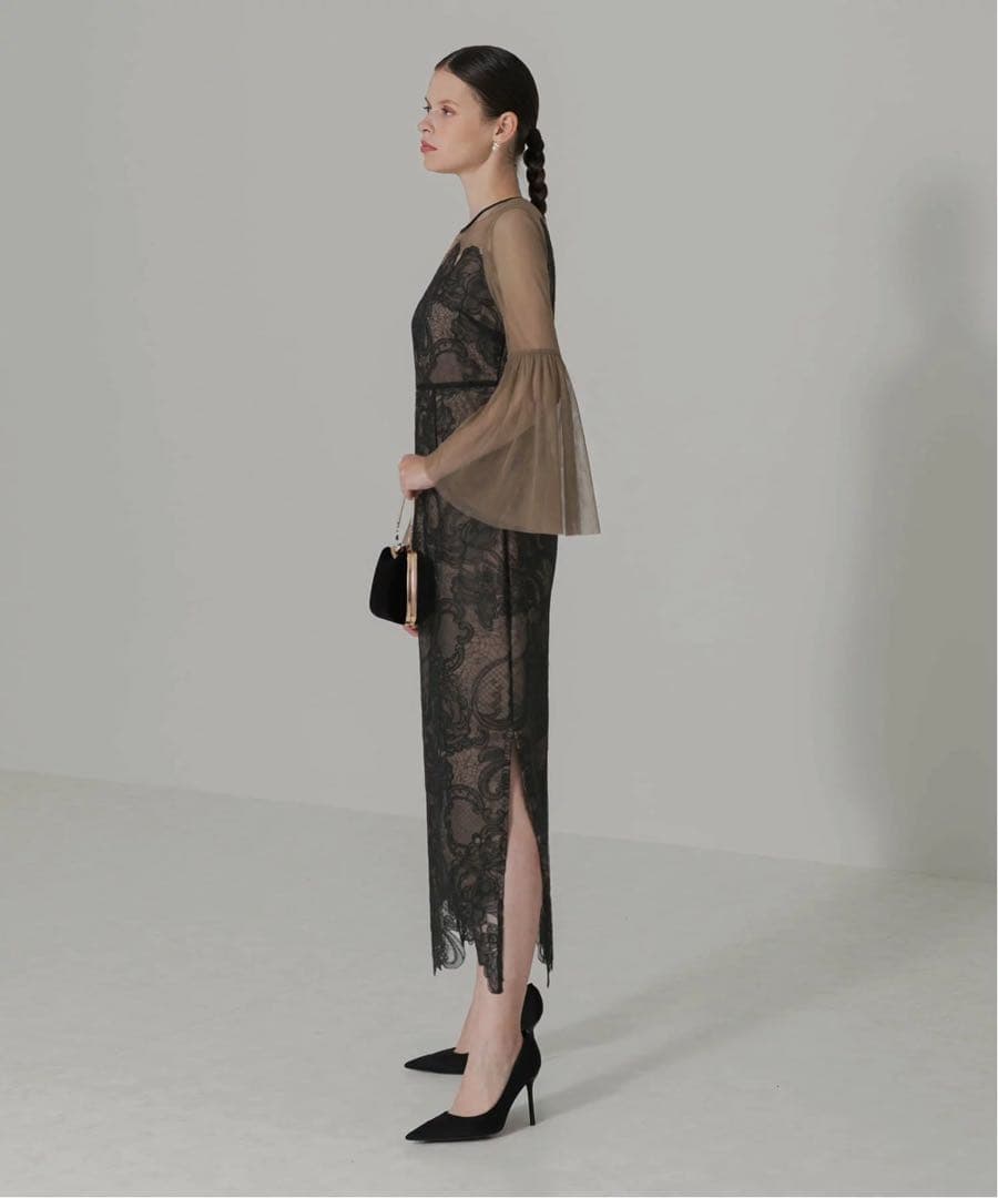 Leja レースパーティードレス ブラック/ベージュ
