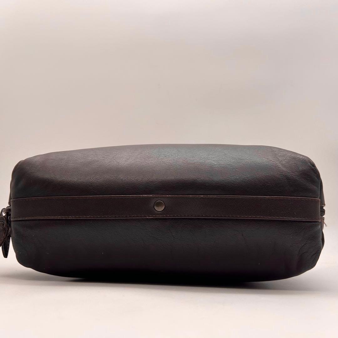 良品　ヨーガンレール　ハンドバッグ　持ち手編み込み　オールレザー　ブラウン