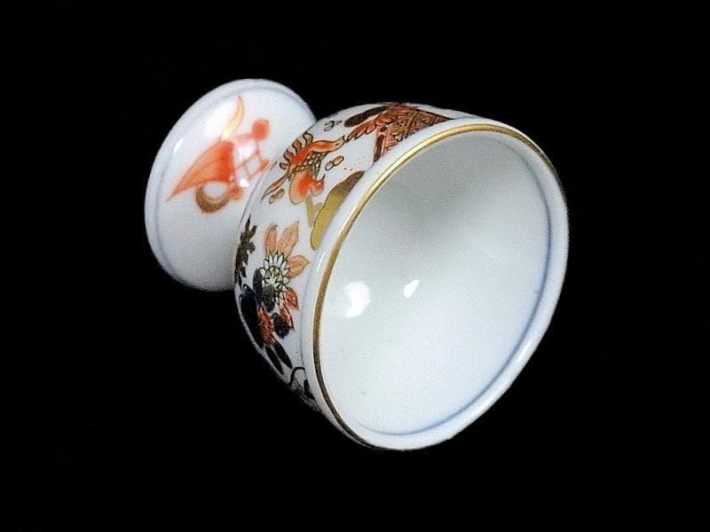 古伊万里　金襴手　花鳥紋に丁子の図　馬上盃　猪口　食前酒D060AS- CBm