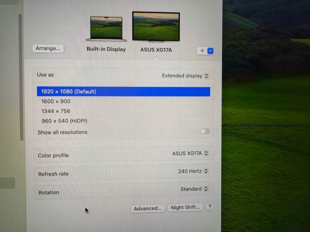 ディスプレイ・モニター本体 ROG STRIX XG17AHPE
