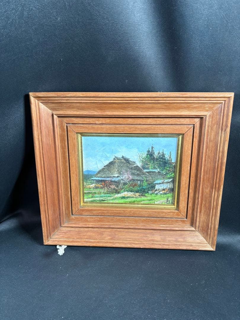 C082 林喜市郎 油彩画『早春』 サイン・裏書き有