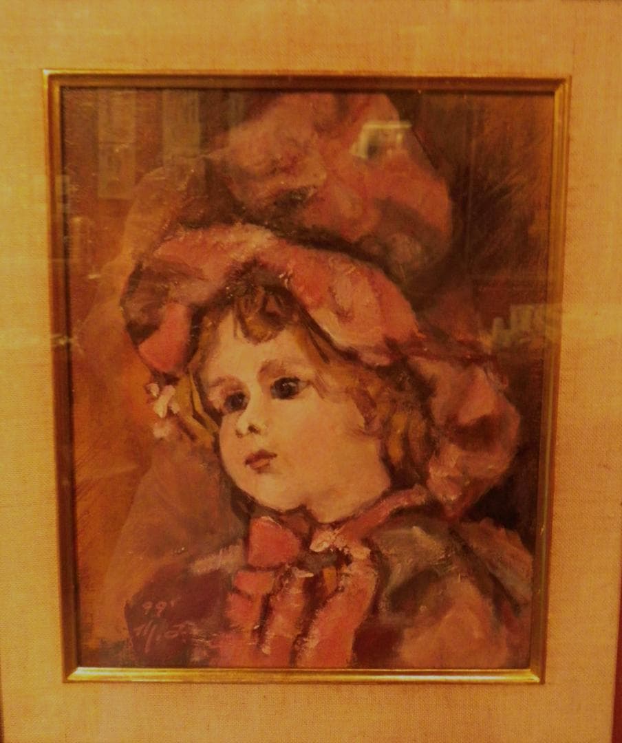 油絵　98歳まで天命を全うした画家　古川　幸の作品　少女　F3号