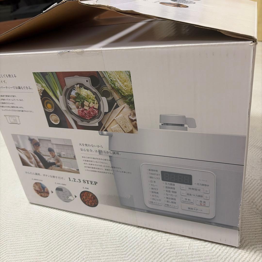新品未使用！アイリスオーヤマ4.0L電気圧力鍋PC-MA4-W白　低温発酵蒸し器