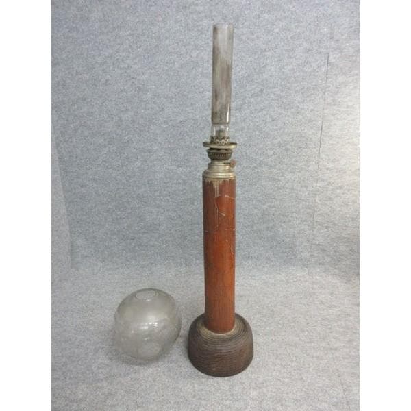 アンティーク透明に模様入り笠竹筒置きランプ [B26786]