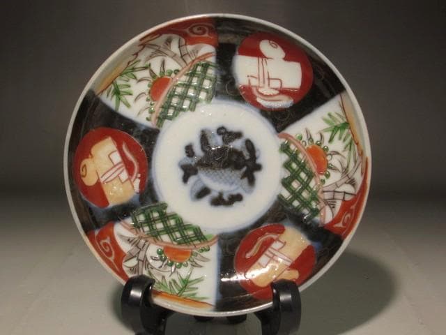 古伊万里赤絵銘々皿五客　美しい作品 r298