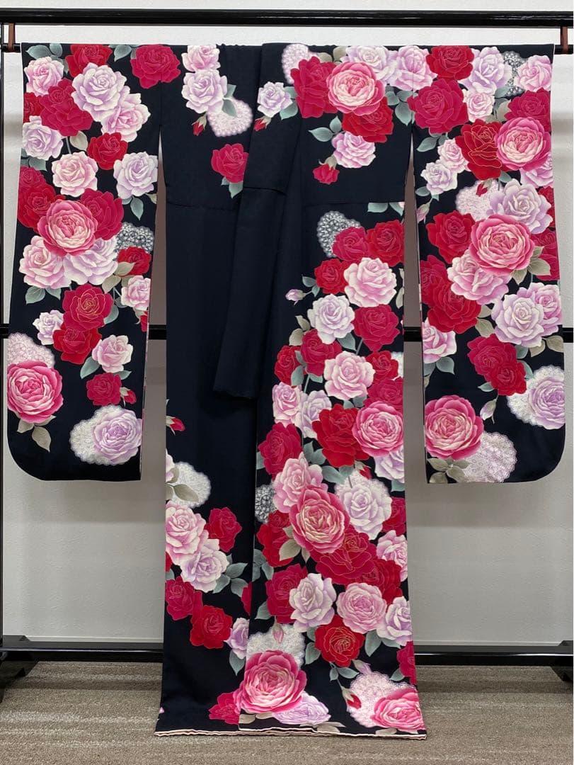 振袖 豪華 刺繍 金彩 紋意匠 薔薇尽くし レース柄 身丈169cm 撥水加工済
