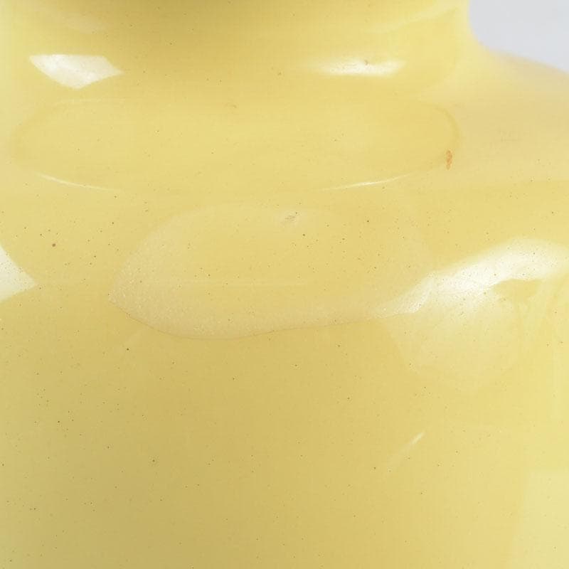 七宝焼　黄釉　花鳥文　花瓶　唐木台・箱付　D　9821