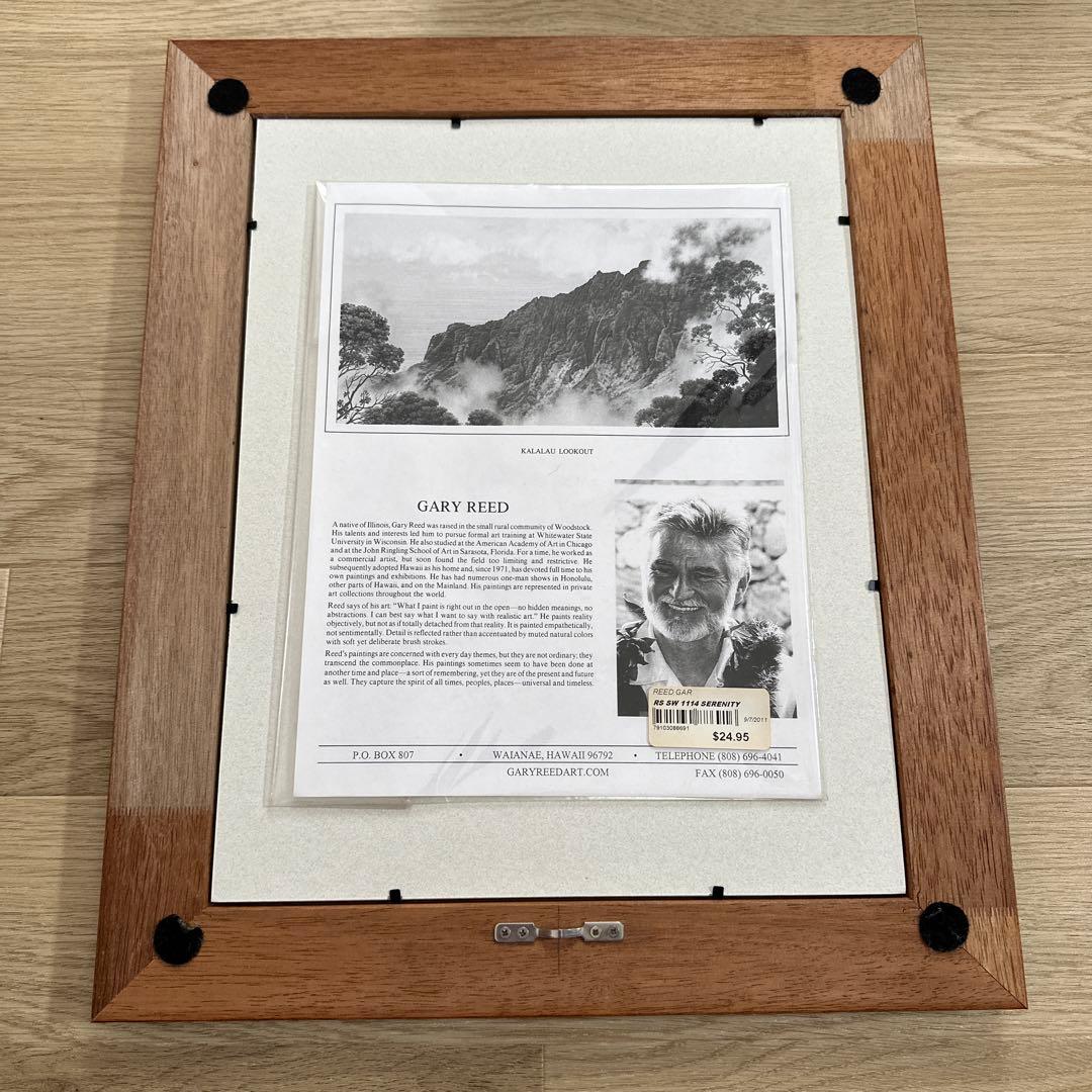 【最後の出品】高級コアウッドのフレーム　ハワイ熱帯植物の風景画 サイン入り