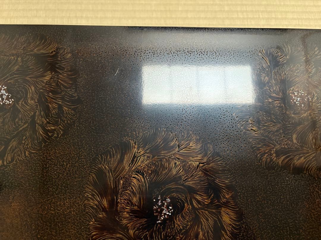 津軽塗？巻足螺鈿花台(大型)平卓　飾り台　盆栽台