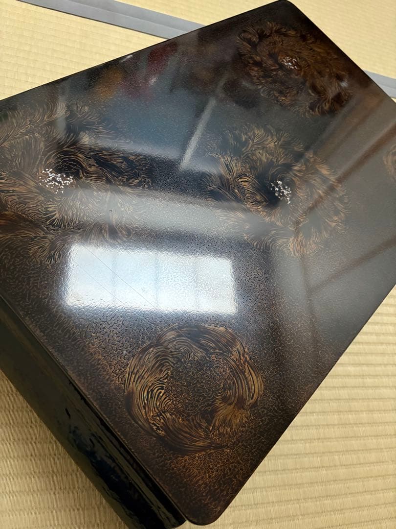 津軽塗？巻足螺鈿花台(大型)平卓　飾り台　盆栽台