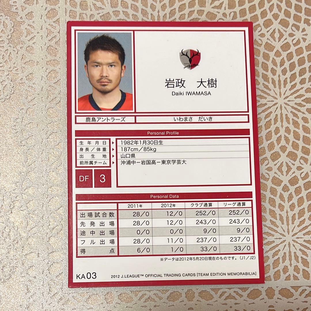 岩政大樹　直筆サイン　鹿島アントラーズカード　レア