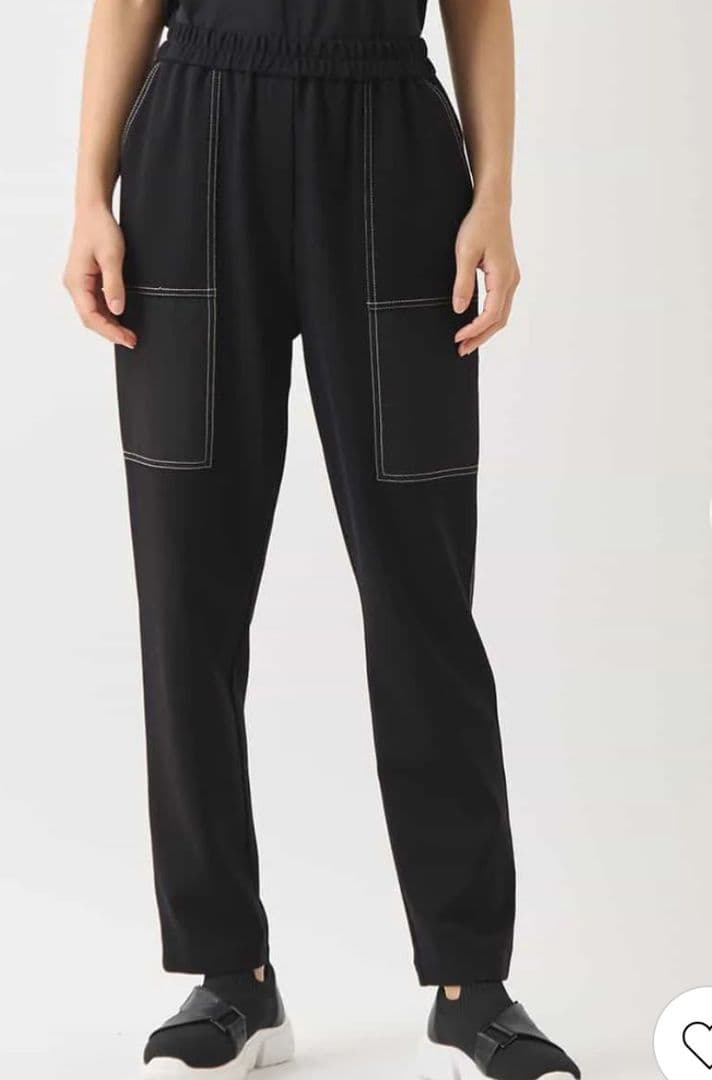 ヒロコビス　配色ステッチジャージーパンツ　ブラック　L