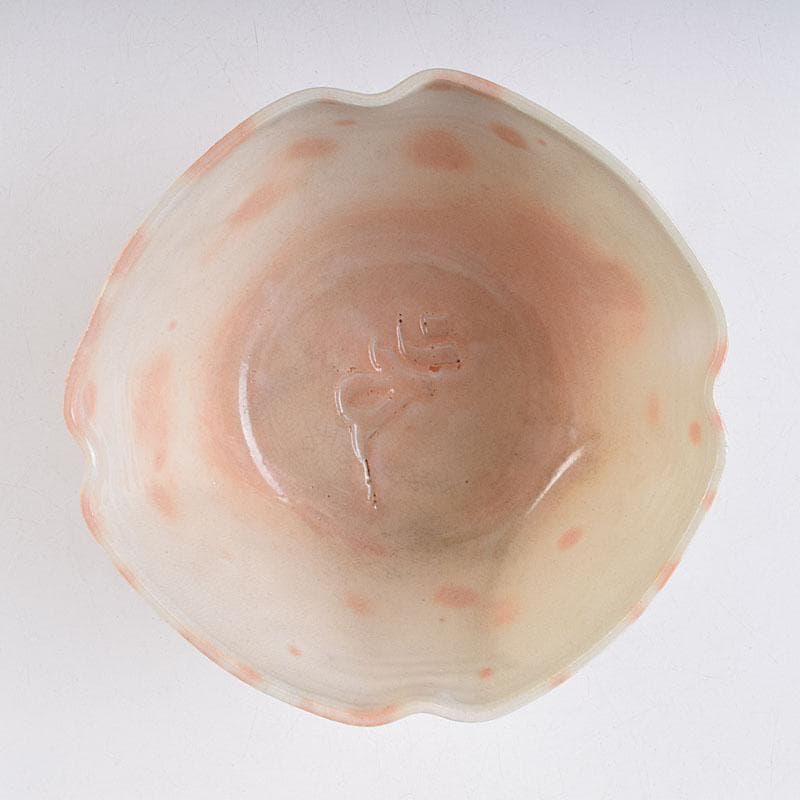 萩焼　川瀬竹春作　種字文　菓子鉢　共布共箱　M　R8934