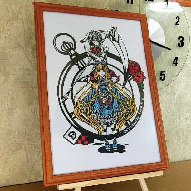 灯夜雪「アリスカード(カラーVer)」  切り絵アート 額付き A3サイズ