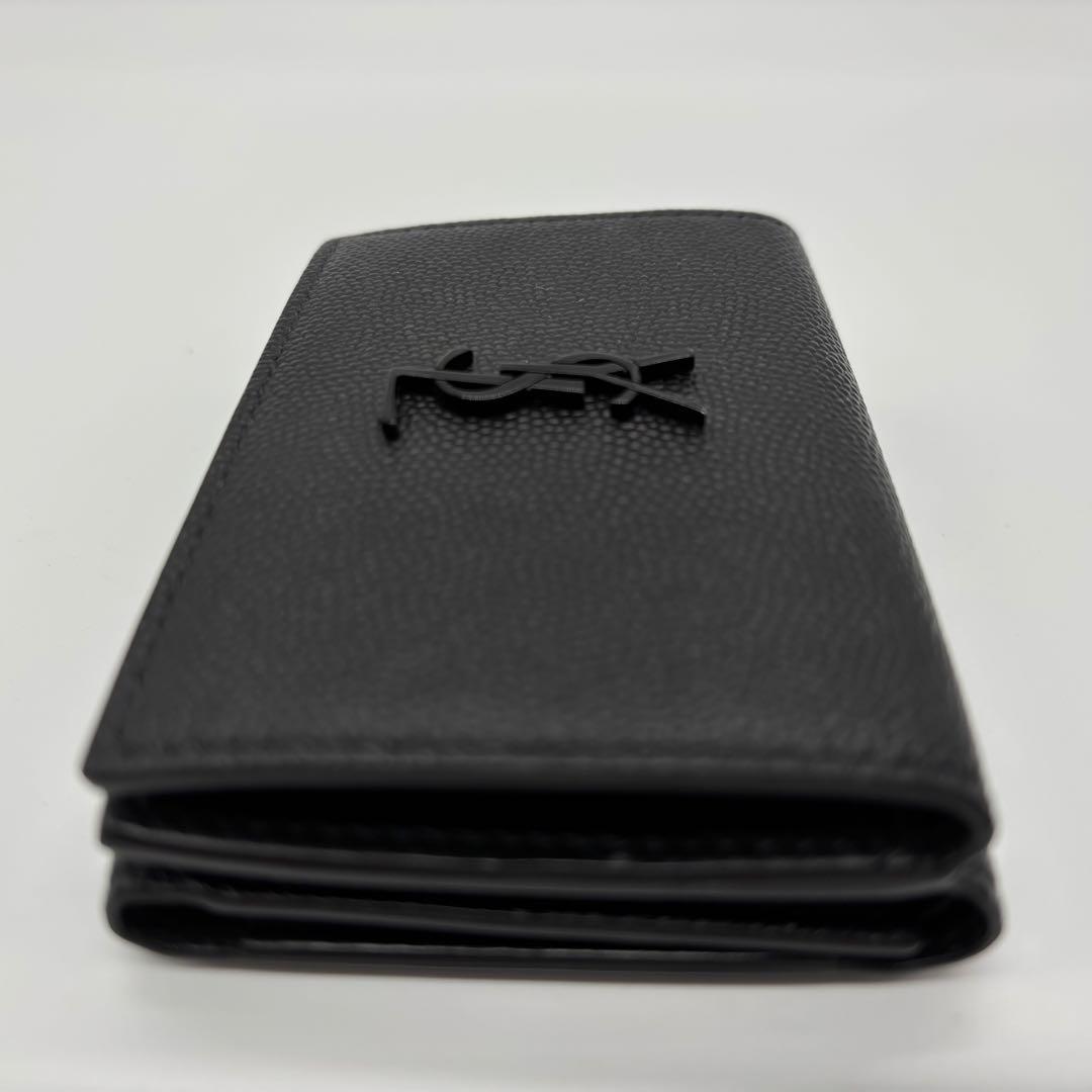 サンローラン YSL ブラックレザー 三つ折り財布 黒
