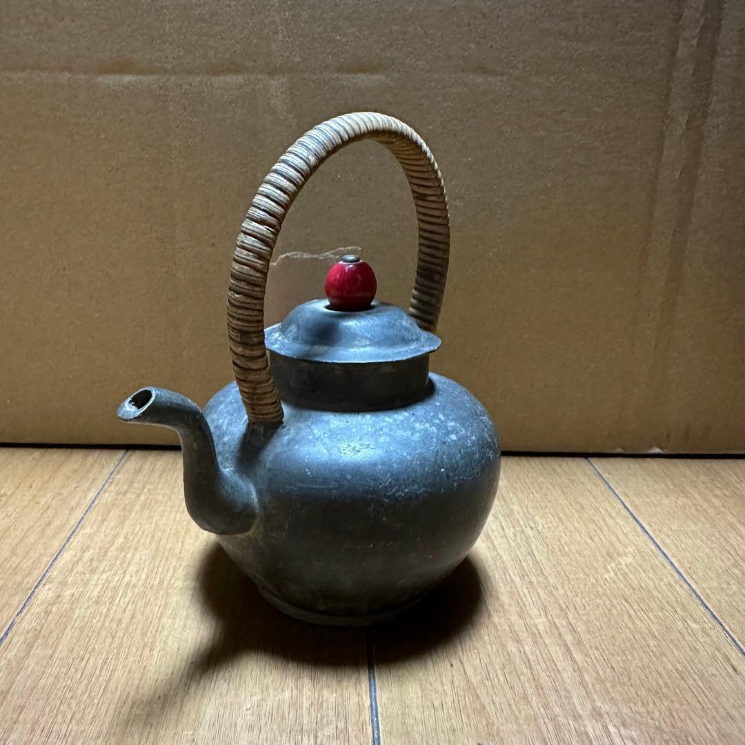 時代物 煎茶道具 古錫 茶壷 茶心壷 約448g
