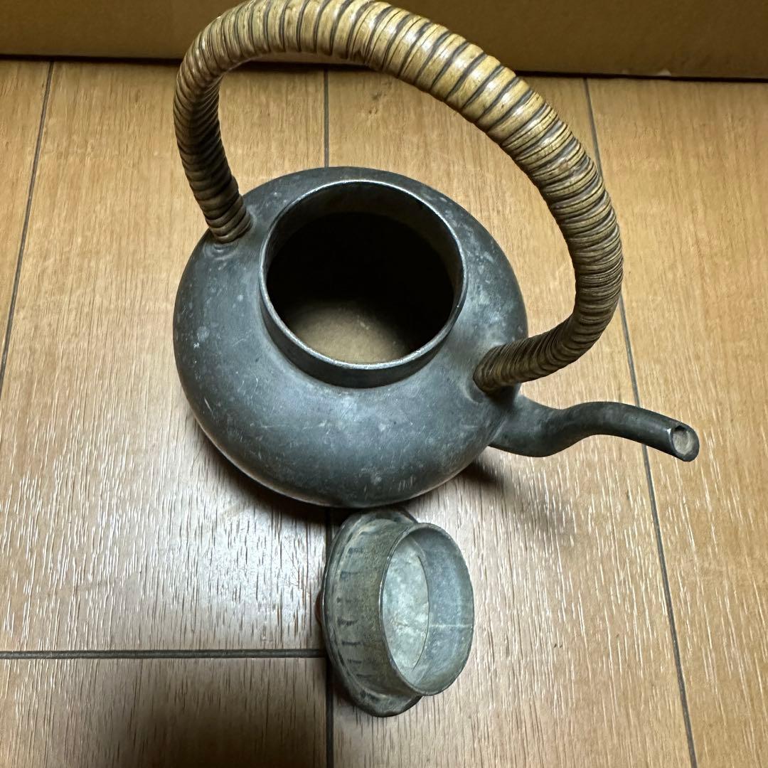 時代物 煎茶道具 古錫 茶壷 茶心壷 約448g