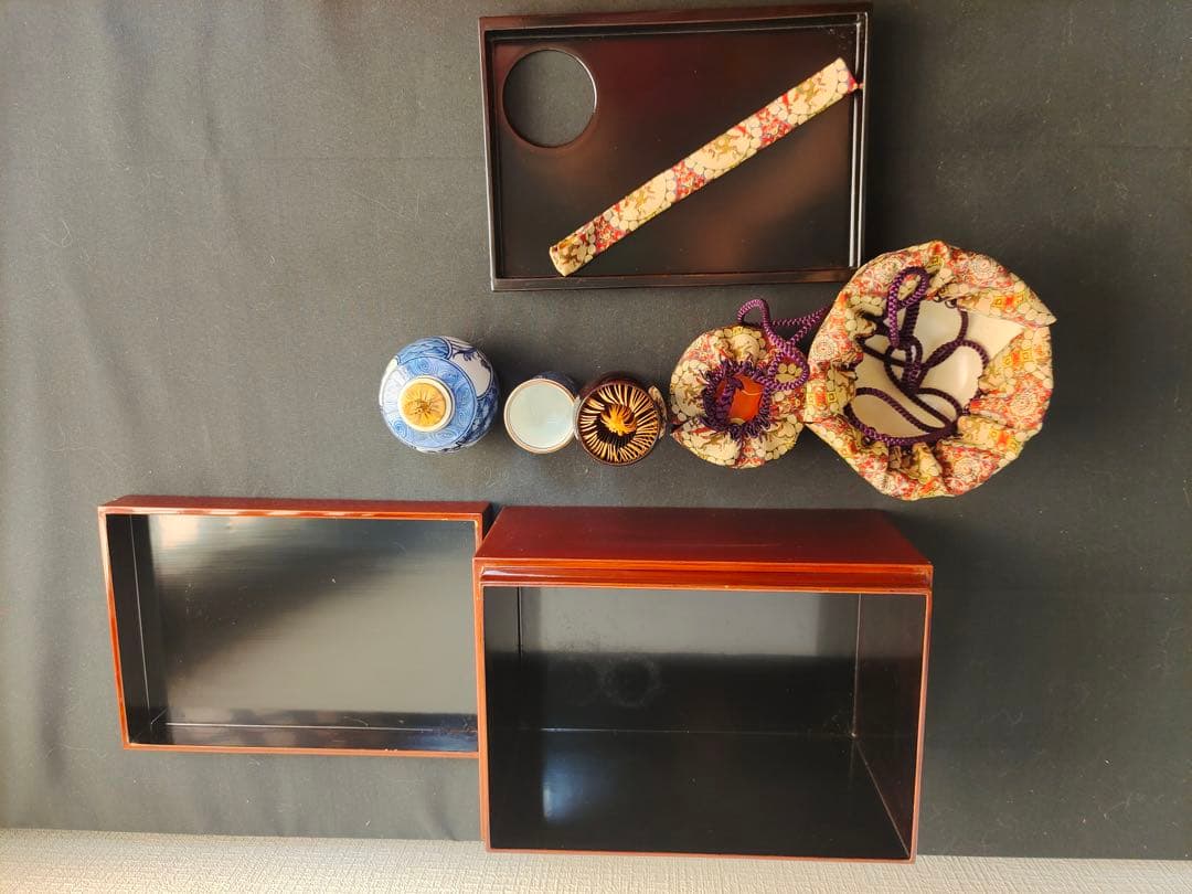 漆塗　利休茶箱　茶箱揃　平安春峰　野点　茶事　茶器　茶道具　セット