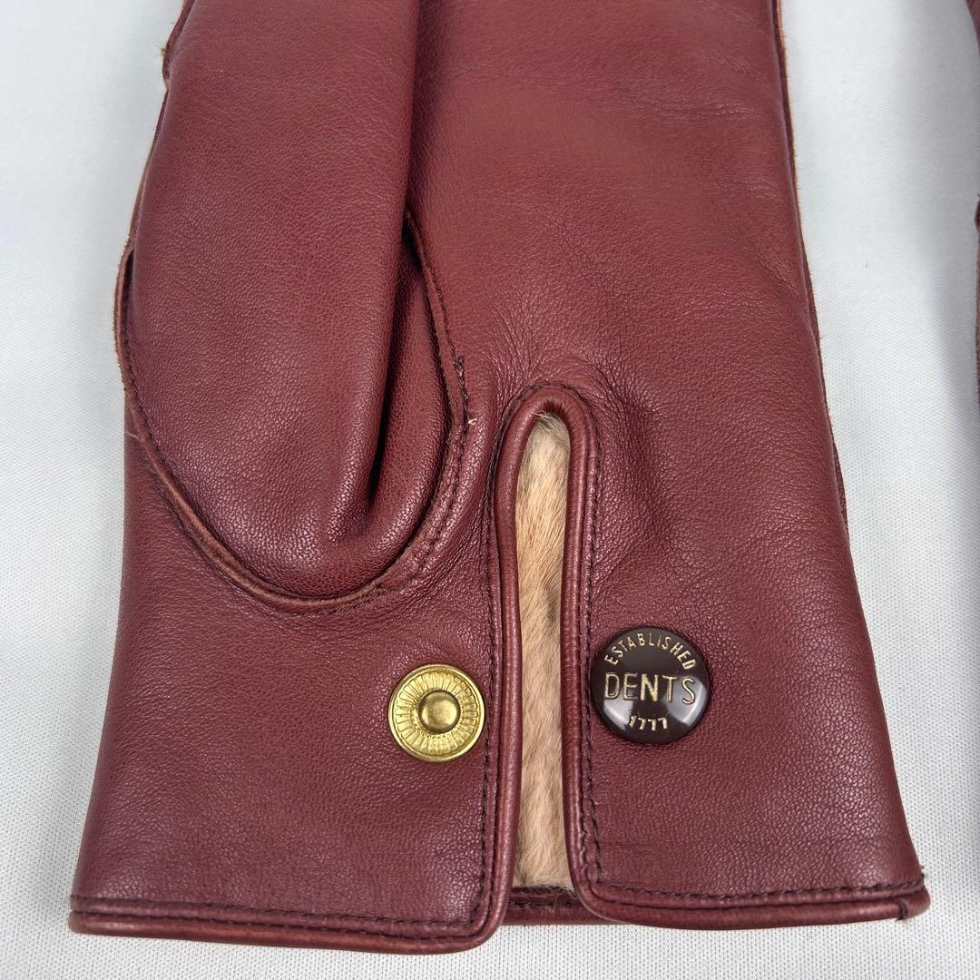 【未使用】デンツ グローブ 羊革 ラビットファー 23cm イングリッシュタン