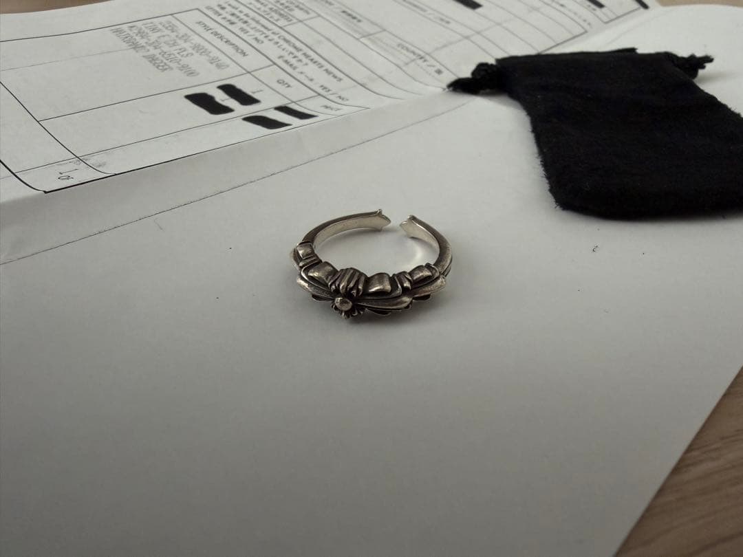 クロムハーツ ベビークラシックダブルフローラルクロスリング 20号