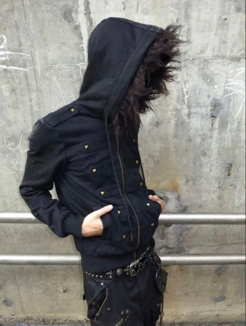 no E mosen ファー付きジャケット ブラック opium