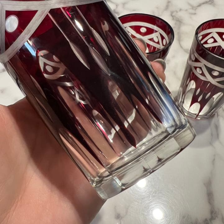 切子グラス　五個　大正ガラス