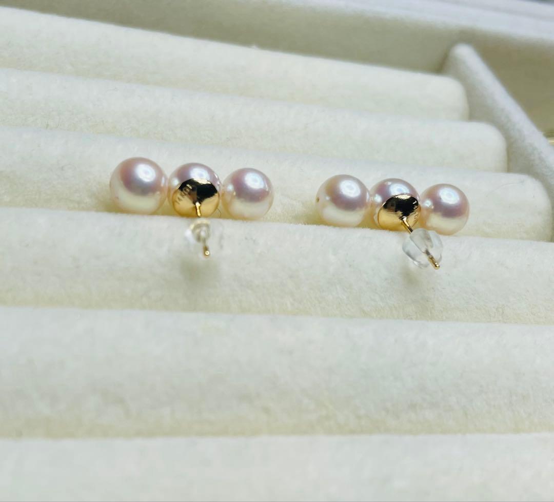 オーロラ花珠　あこや真珠　14kgf ピアス