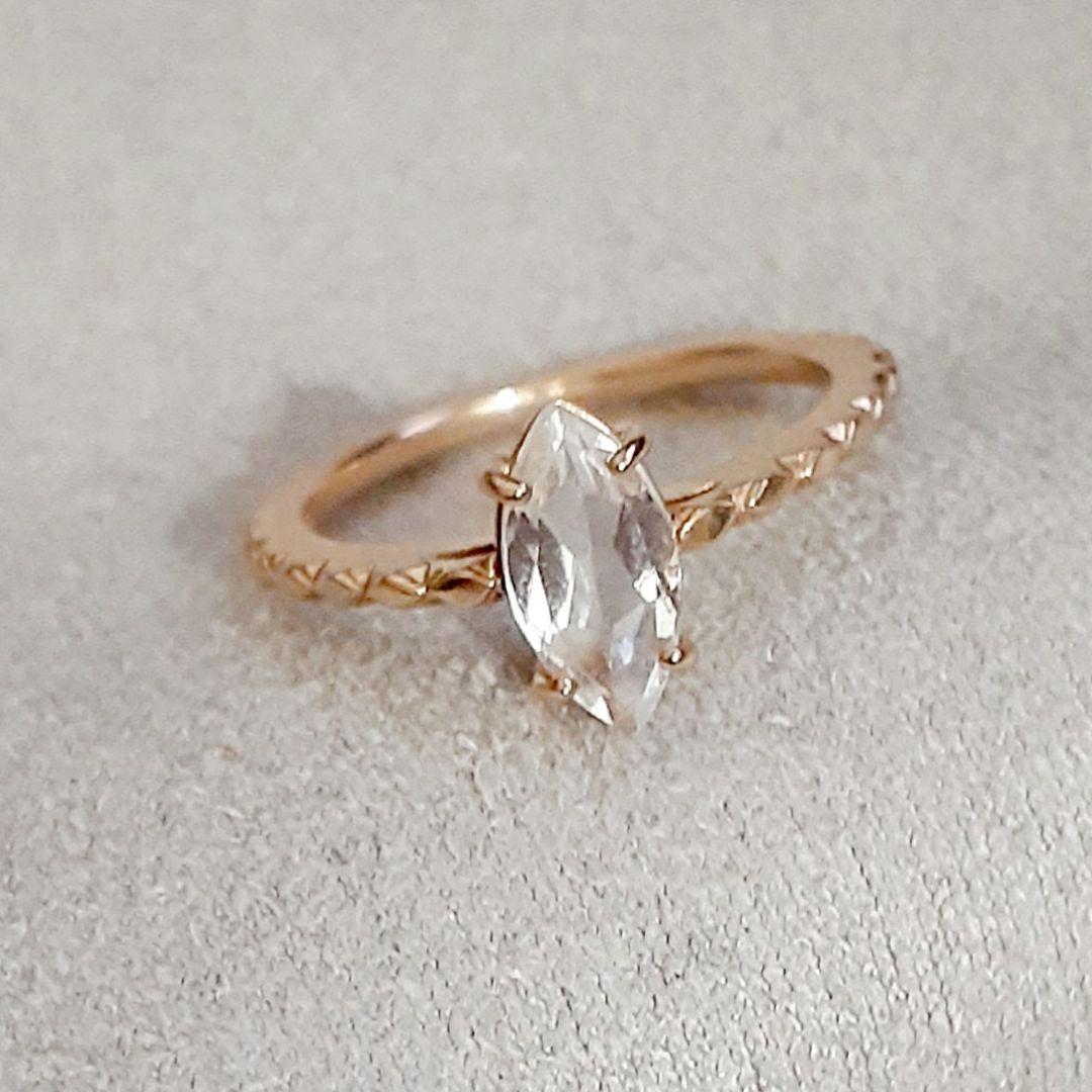 アガット K10YG クォーツ ピンキーリング