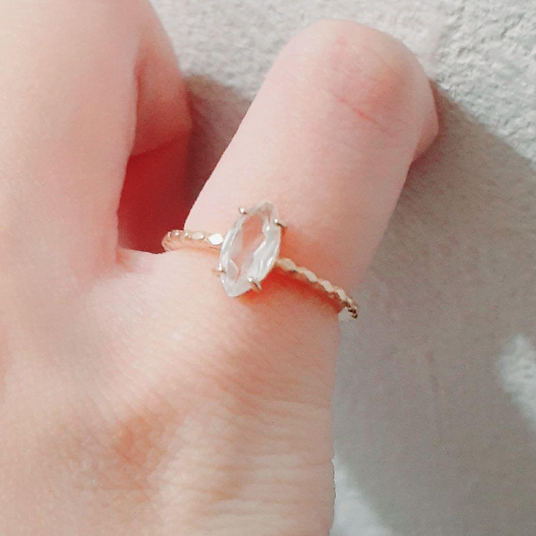 アガット K10YG クォーツ ピンキーリング