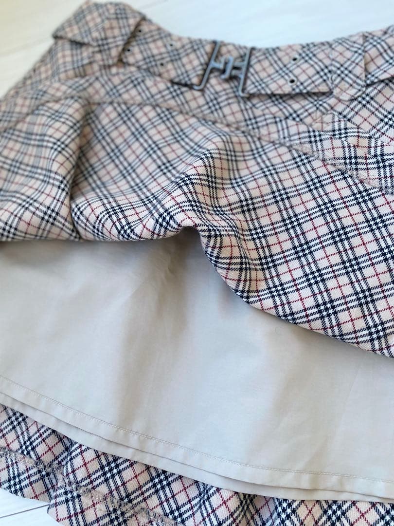 BURBERRY BLUELABEL チェック柄フレアスカート 36 ベルト付
