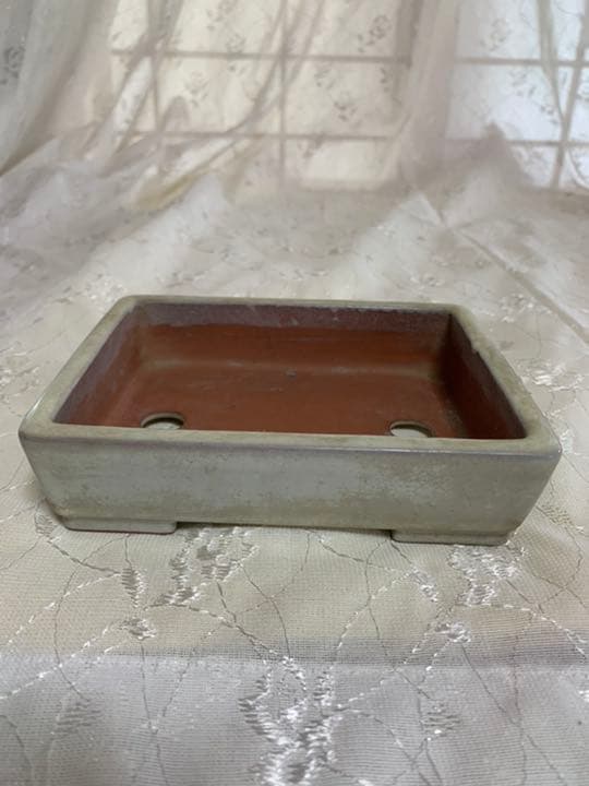 長方　盆栽鉢　落款あり