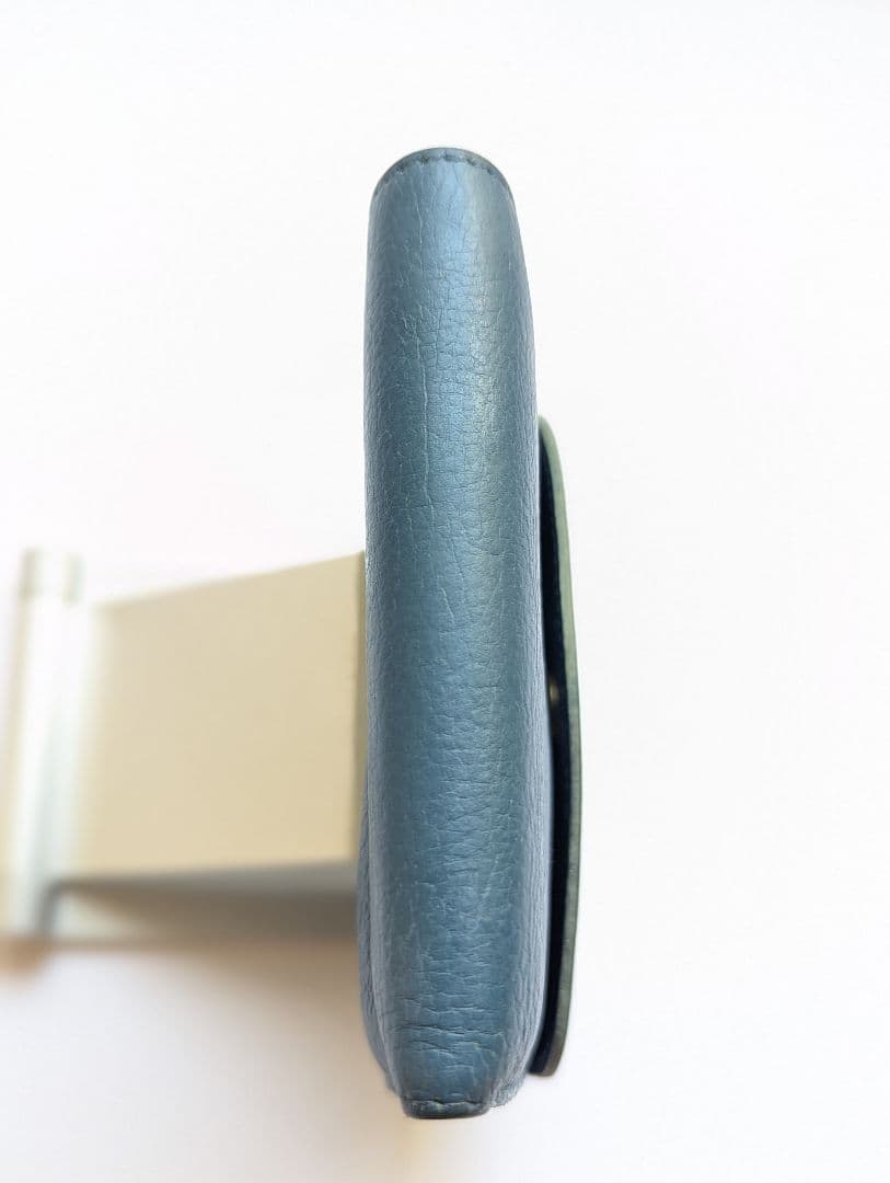 イルビゾンテ【限定色デニムブルー】2つ折り財布 がま口 シボ加工 希少 男女兼用