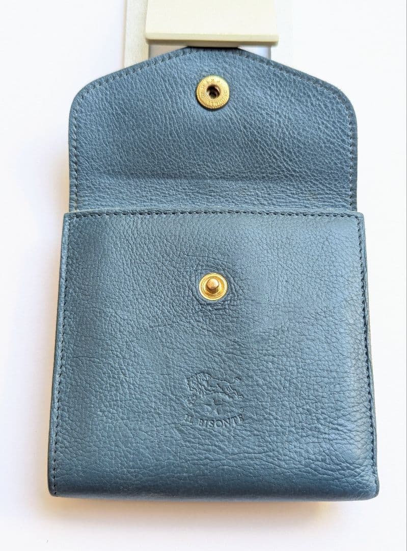 イルビゾンテ【限定色デニムブルー】2つ折り財布 がま口 シボ加工 希少 男女兼用